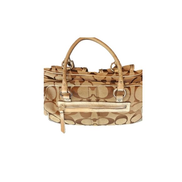 COACH MONOGRAM SIGNATURE GALLERY POCKET TOTE SATCHEL WITH MATCHING WALLET - Picture 7 of 8